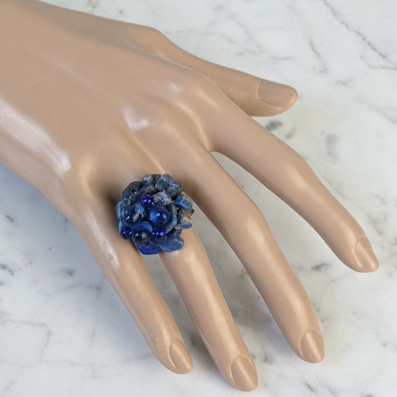 BLUE STONE Nugget Cluster Adjustable Ring - Picture 1 of 12